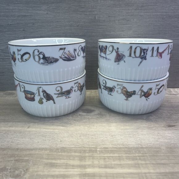 Better Homes & Gardens 12 Days of Christmas Porcelain Bowls Set of 4 Holiday - Picture 1 of 10